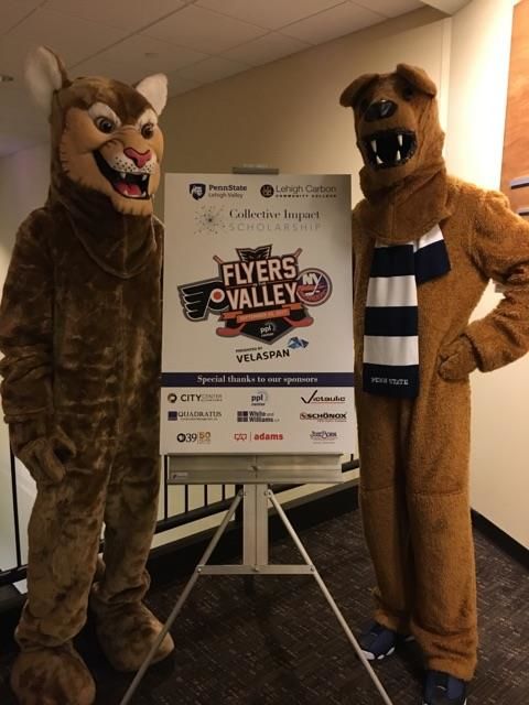 lccc mascot and Nittany Lion