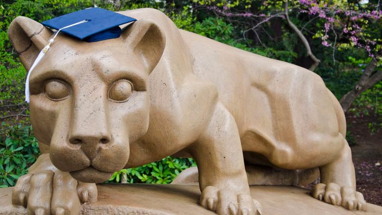 Lion Shrine with graduation cap