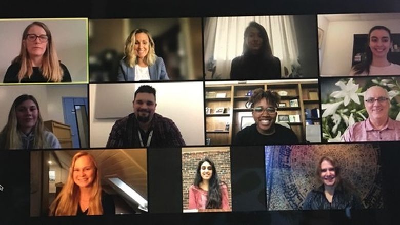 A screen shot of people participating in a Zoom call
