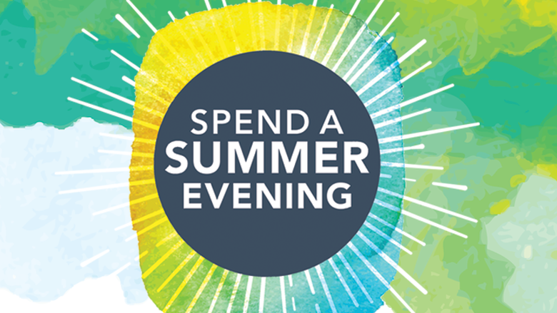 logo that looks like a sunburst with text that says Spend a Summer Evening