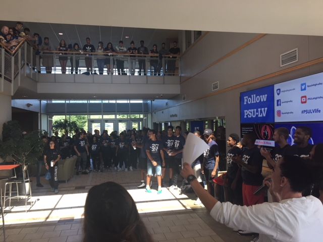 pep rally in centre  hall