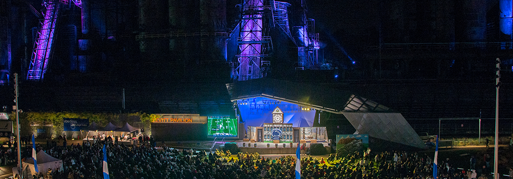 alumni and friends gathered at the steelstacks in bethlehem for a tv tailgate party