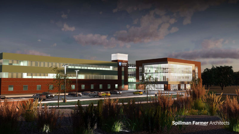 Architect's rendering of the Lehigh Valley expansion as seen at dusk