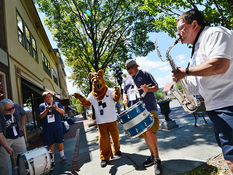 PSU Alumni Blue Band playing in downtown bethlehem for an alumni event