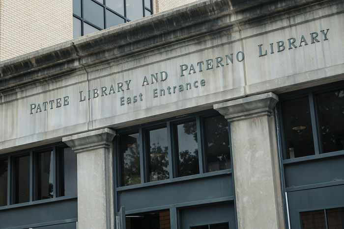 exterior of the pattee library east entrance