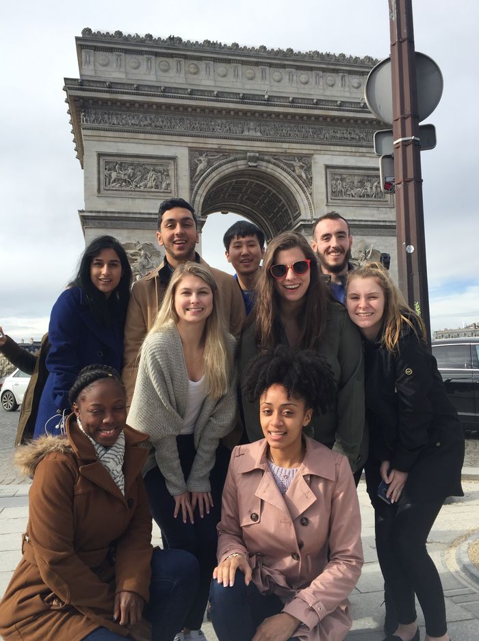 Students in front of the Arc De Triomphe in Paris