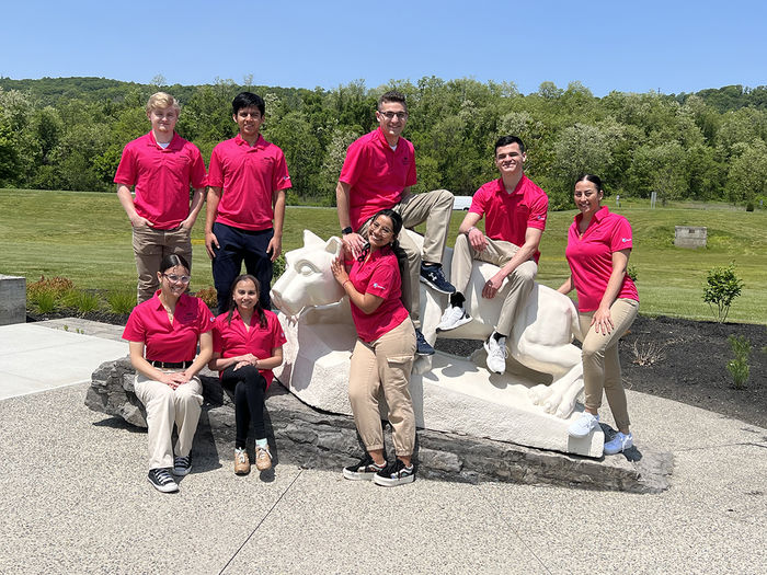 NSO Leaders stand around the Lion Shrine at Penn State Lehigh Valley