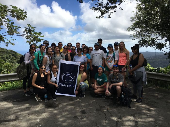 Group of students on a hike in Puerto Rico