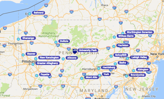 Penn State Altoona Campus Map Map of Penn State campus locations | Penn State Lehigh Valley