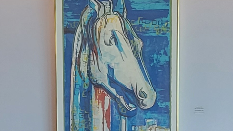 A Greek Horse Portrait inside our Penn State Lehigh Valley Campus Library 