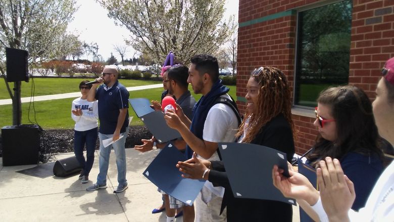 student award winner announced in court yard