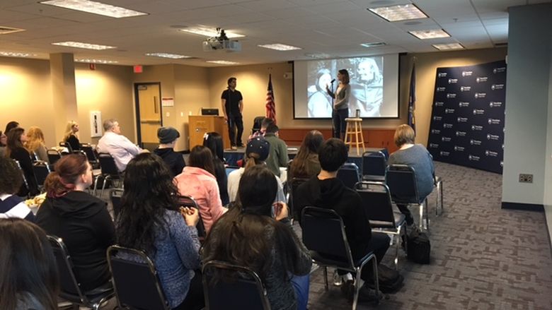 Jacy Good and her husband speak to PSU-LV students