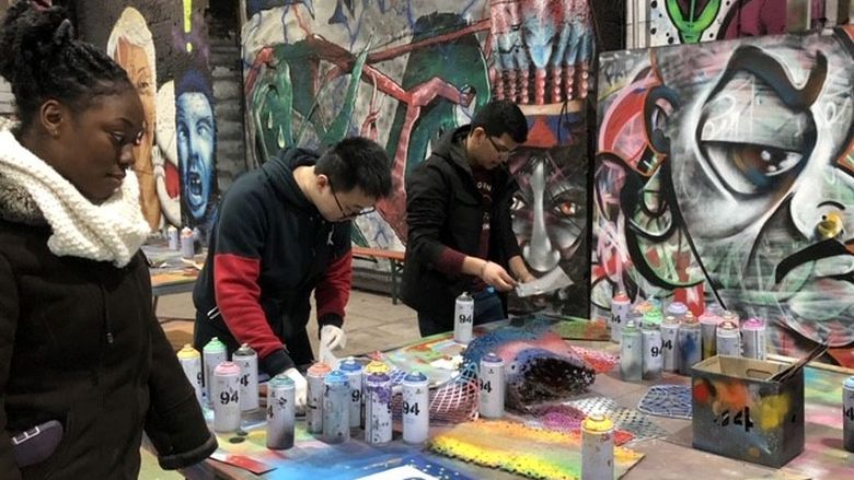 students making graffiti