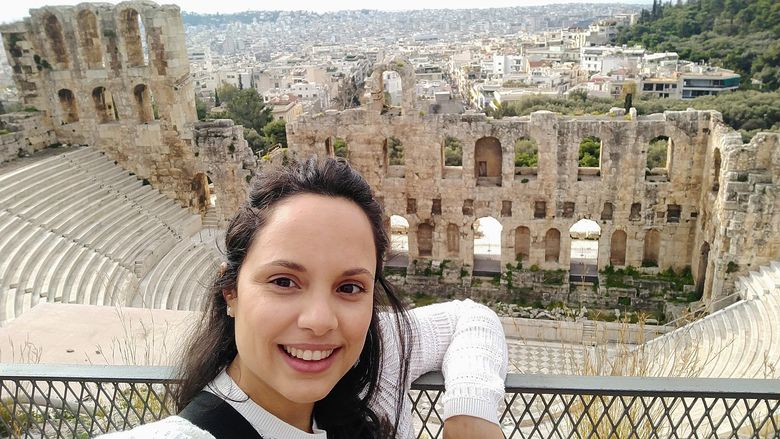 young woman at the acropolis in greece