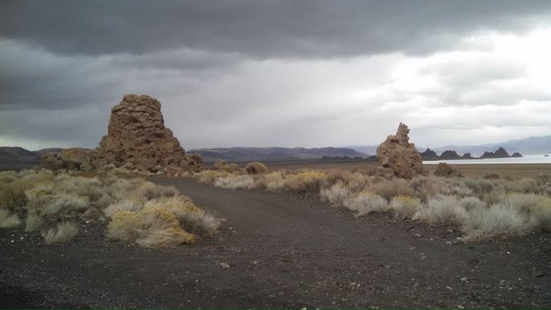 Bleak landscape with rock formations