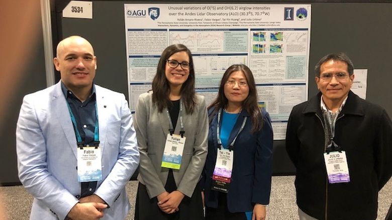 four people in front of a poster board