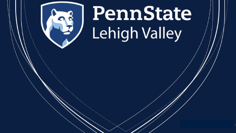 Penn State Lehigh Valley Logo on Dark Blue Background
