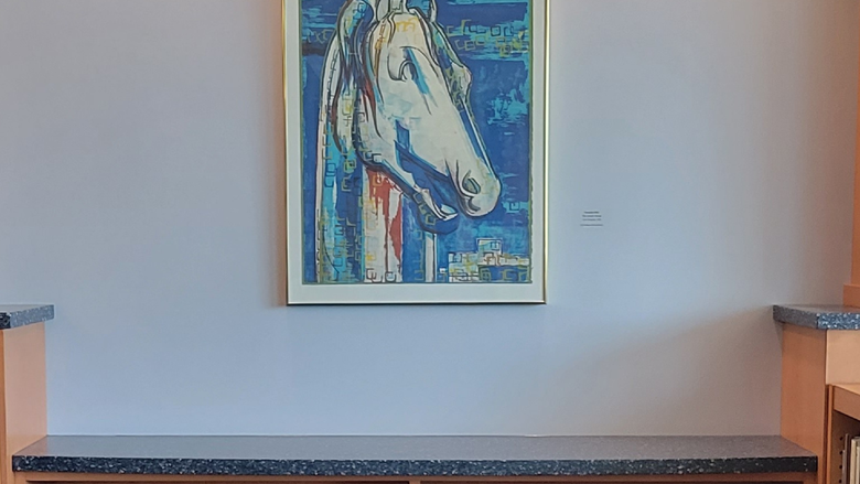 A Greek Horse blue-based lithograph