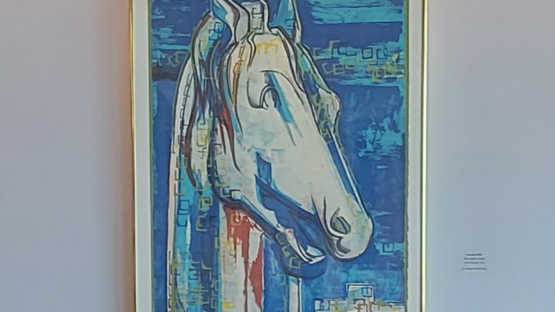 A Greek Horse Portrait inside our Penn State Lehigh Valley Campus Library 