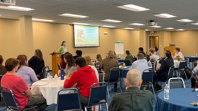 Judith Sabino, chief diversity/cultural liaison at the Lehigh Valley Health Network (LVHN), speaking with PSU-LV campus community