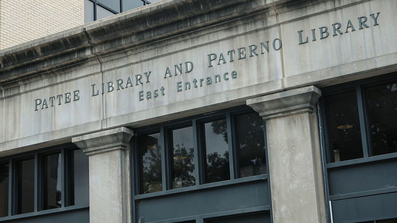 exterior of the pattee library east entrance