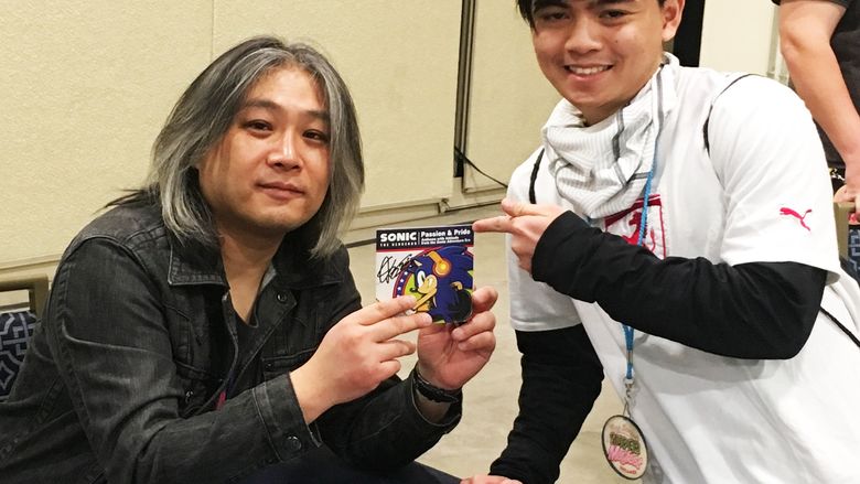 Two people at a gaming conference