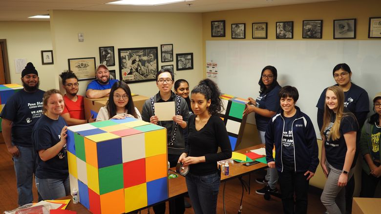 Group of students volunteering at Red Cross