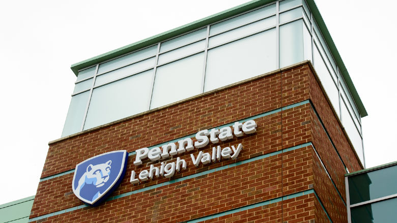 outside of building showing Penn State Lehigh Valley logo