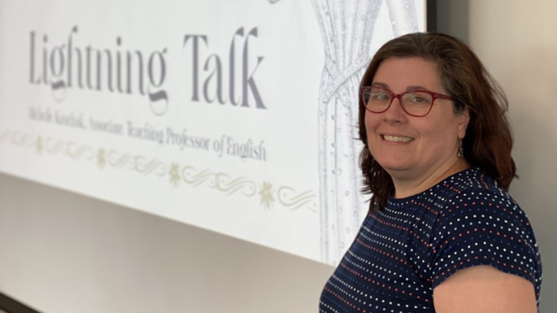 Michelle Kaschak, assistant teaching professor, English, presents her Lightning Talk 