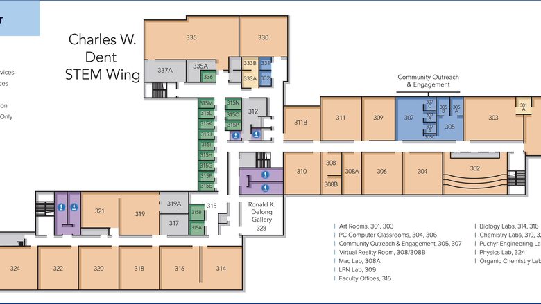 Penn State Lehigh Valley Map of the 3rd Floor