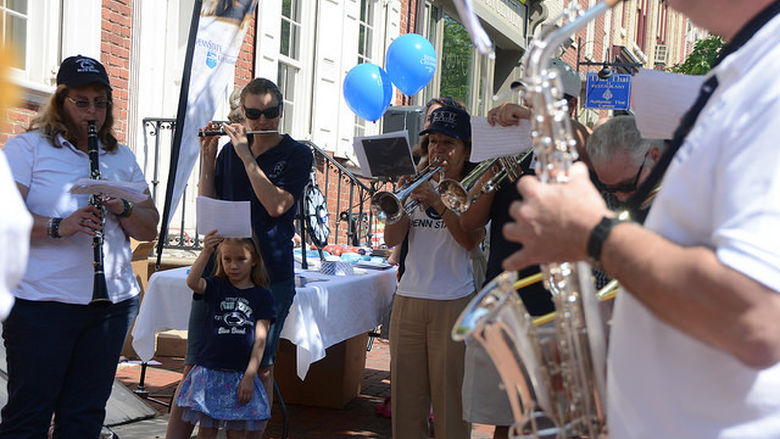 Blue band plays in downtown Bethlehem.