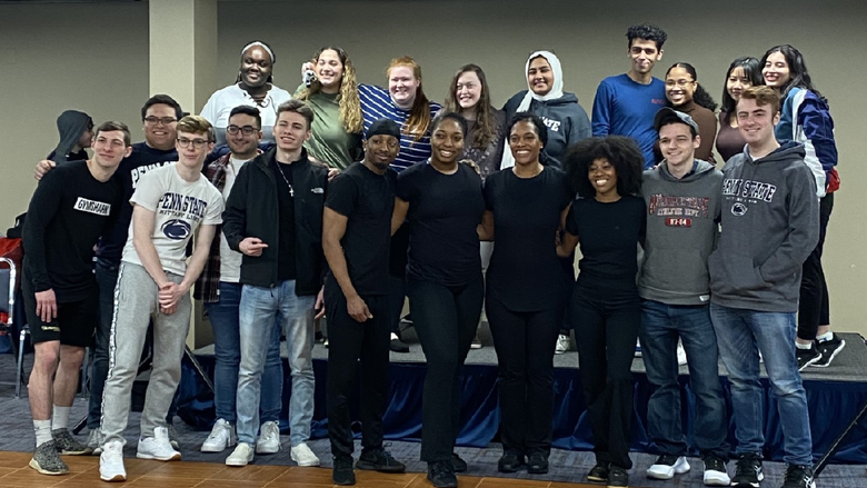 group of dancers and students