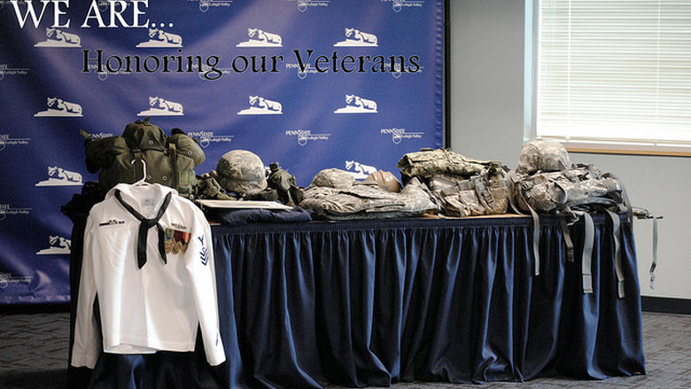 A display of military gear.