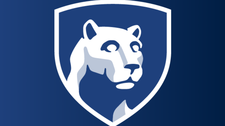 The official Penn State University shield logo overtop a dark blue background