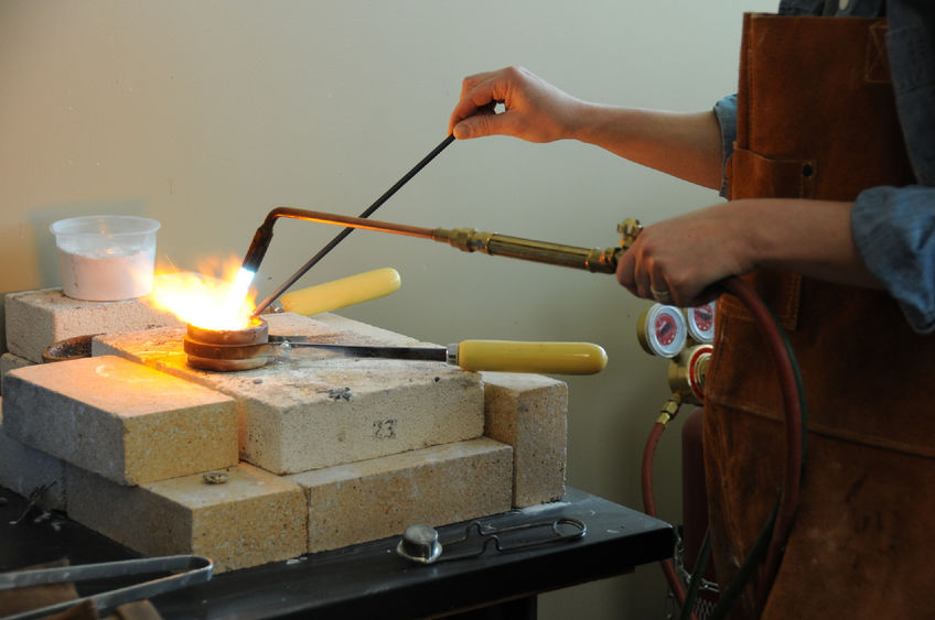 Student works with metals