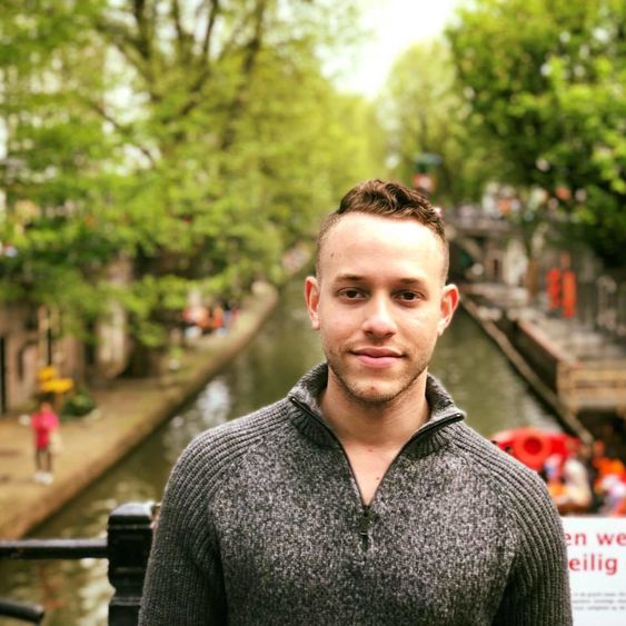 Ray Hernandez stands outdoors in Utrecht, the Netherlands 