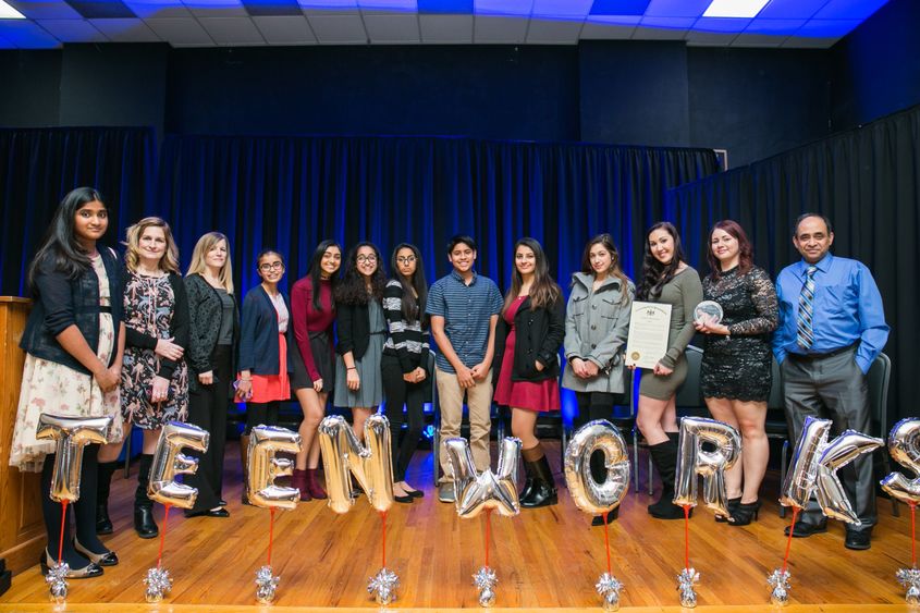 Group of volunteers at awards dinner