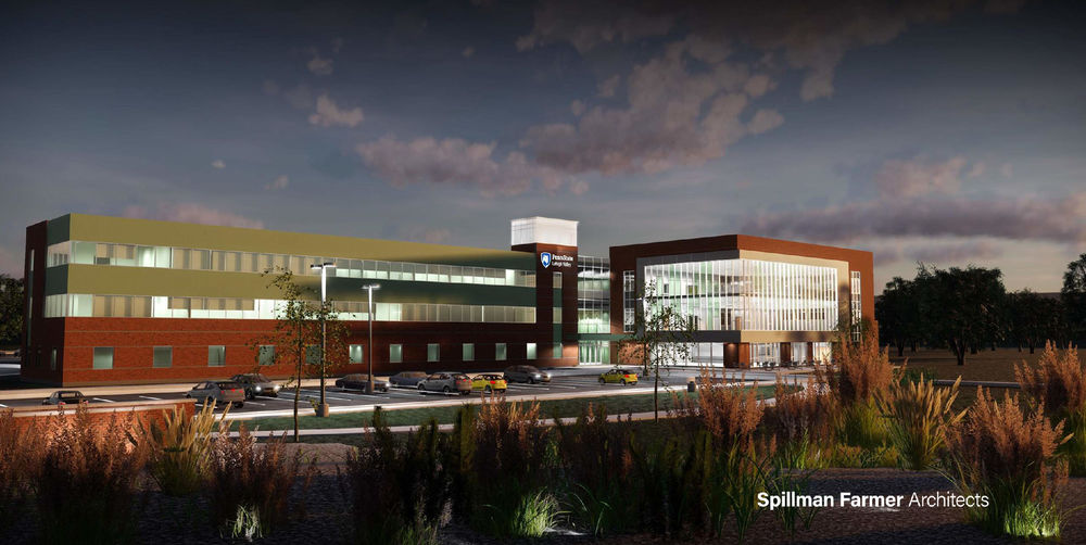 Architect's rendering of the Lehigh Valley expansion as seen at dusk