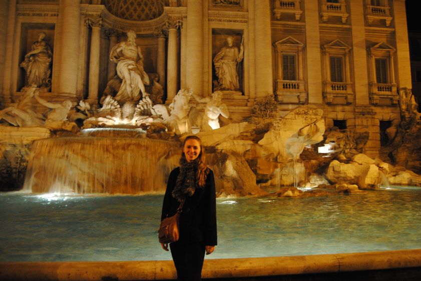 Penn State Lehigh Valley student stands in front of the Trevi fountain in Rome.