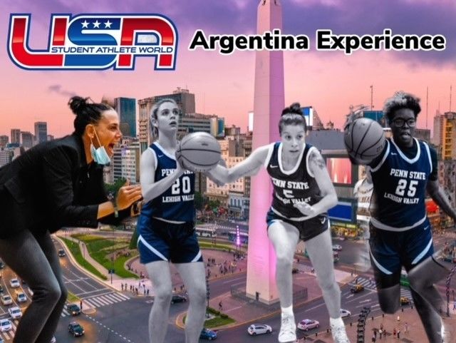 Graphic of PSU-LV women's basketball players and coach Lorie Khalil