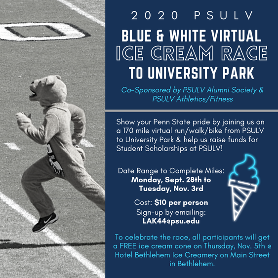 flyer for blue and white virtual ice cream race