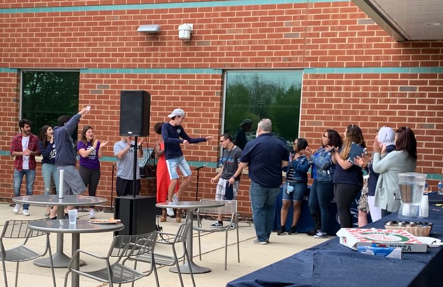 group of students dancing