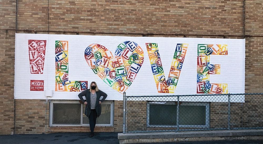 Maryam Galbiati poses near her artwork