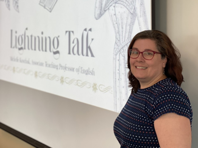 Michelle Kaschak, assistant teaching professor, English, presents her Lightning Talk 