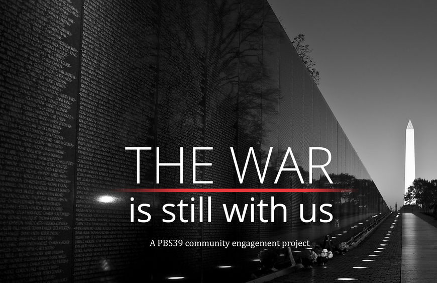 Logo for exhibit that reads The War is still with us