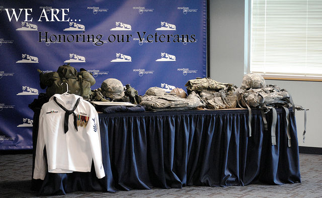 A display of military gear.