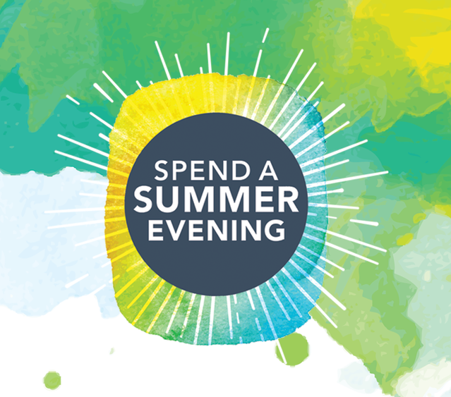 logo that looks like a sunburst with text that says Spend a Summer Evening