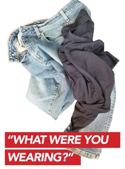 pile of clothes with what were you wearing title