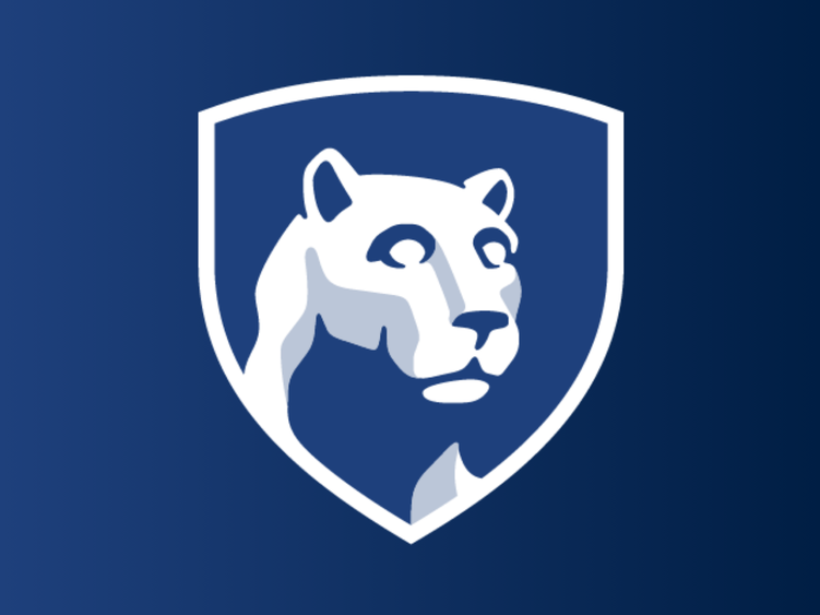 The official Penn State University shield logo overtop a dark blue background